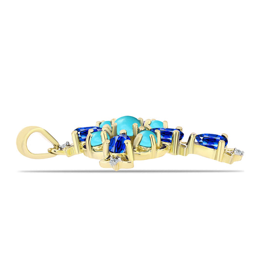 Kullattu hopeaRiipus Ruususen Turkoosilla ja Australialaisella Sinisellä Safiirilla