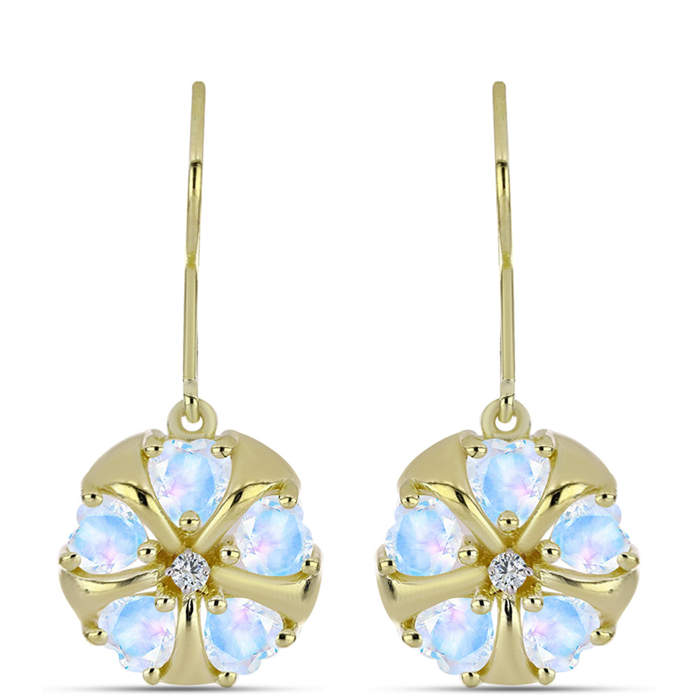 Kullatut hopeat Korvakorut Sateenkaarikuukivellä ja Valkoisella Topaasilla 1 