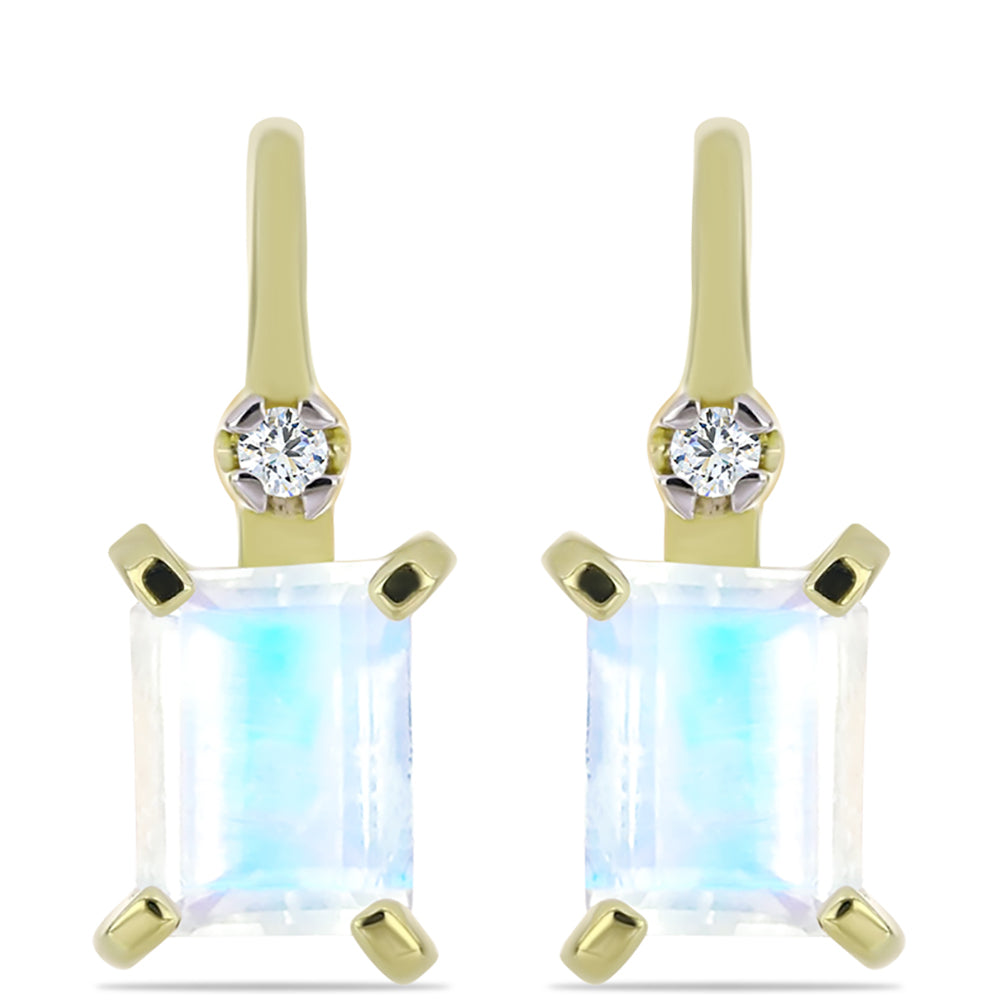 Kullatut hopeat Korvakorut Sateenkaarikuukivellä ja Valkoisella Topaasilla