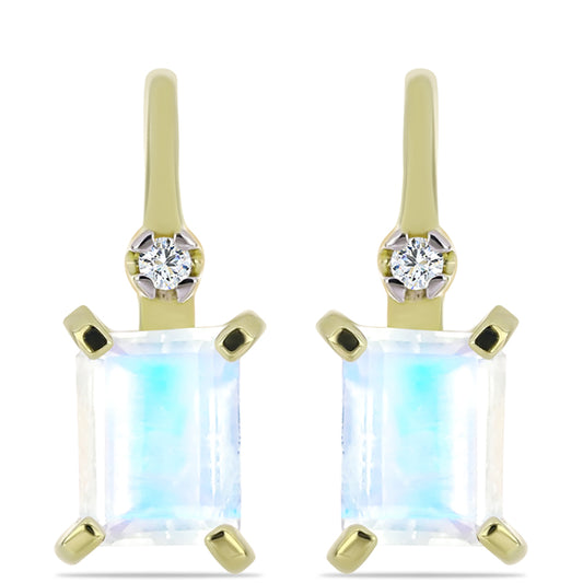 Kullatut hopeat Korvakorut Sateenkaarikuukivellä ja Valkoisella Topaasilla