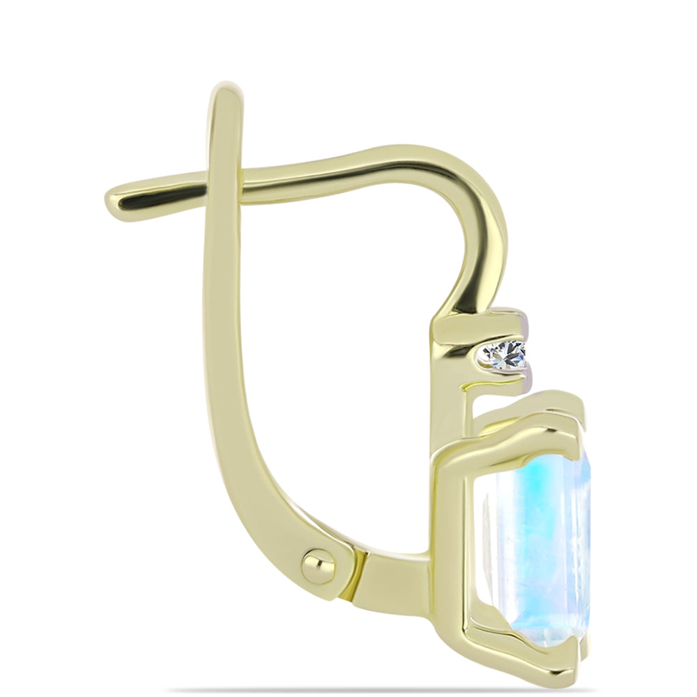 Kullatut hopeat Korvakorut Sateenkaarikuukivellä ja Valkoisella Topaasilla 2 