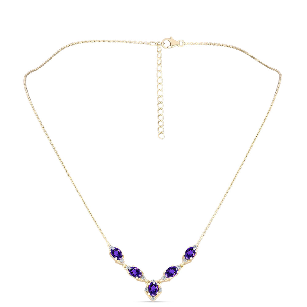 Kullattu hopeaKaulakoru Marokon Ametistilla ja Valkoisella Topaasilla 1 