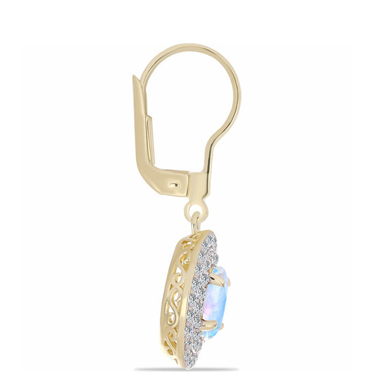 Kullatut hopeat Korvakorut Sateenkaarikuukivellä ja Valkoisella Topaasilla