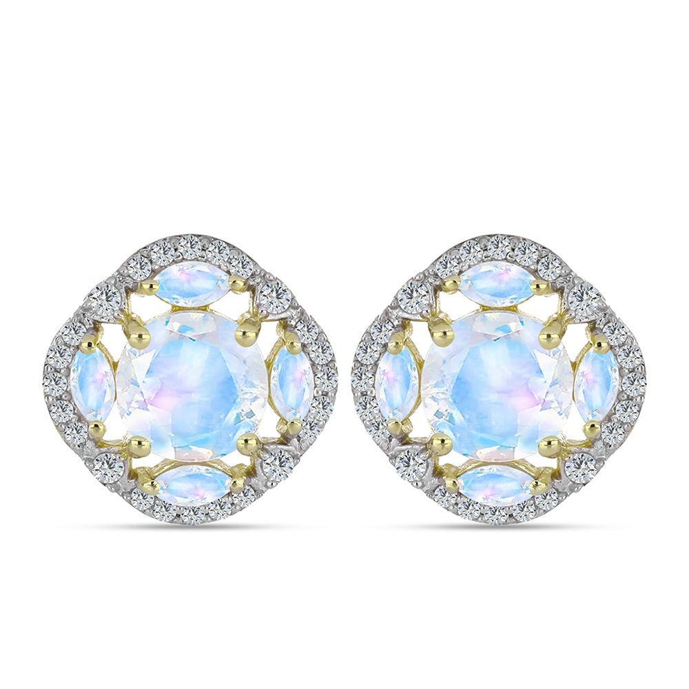 Kullatut hopeat Korvakorut Sateenkaarikuukivellä 1 