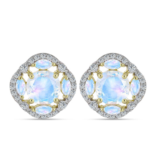 Kullatut hopeat Korvakorut Sateenkaarikuukivellä