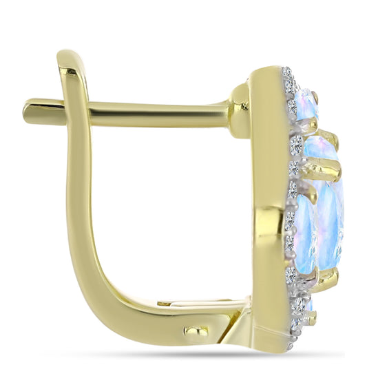 Kullatut hopeat Korvakorut Sateenkaarikuukivellä