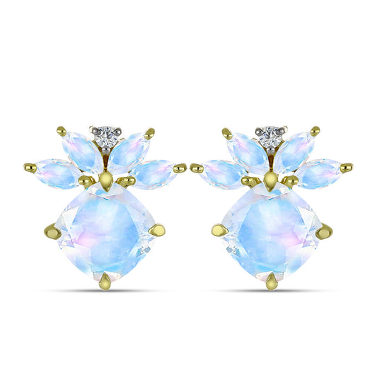 Kullatut hopeat Korvakorut Sateenkaarikuukivellä