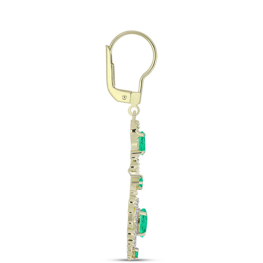 Kullatut hopeat Korvakorut Kolumbian Smaragdilla ja Valkoisella Timantilla