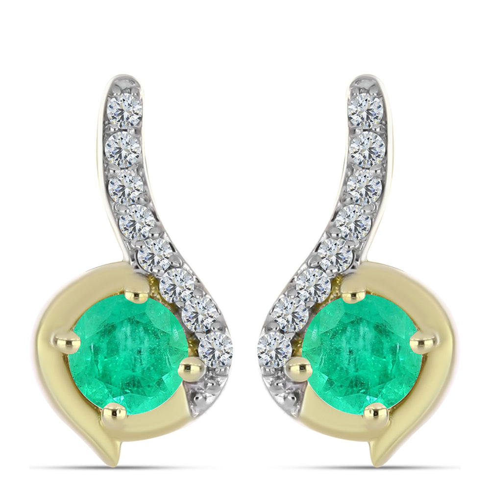 Kullatut hopeat Korvakorut Kolumbian Smaragdilla ja Valkoisella Timantilla 1 
