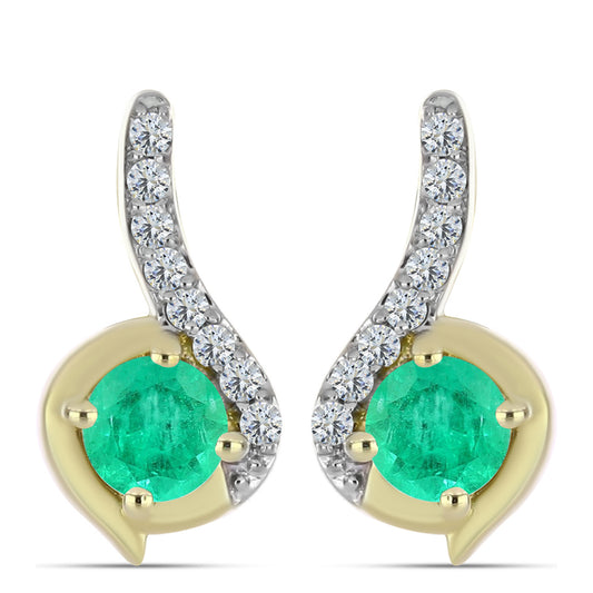 Kullatut hopeat Korvakorut Kolumbian Smaragdilla ja Valkoisella Timantilla