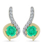 Kullatut hopeat Korvakorut Kolumbian Smaragdilla ja Valkoisella Timantilla