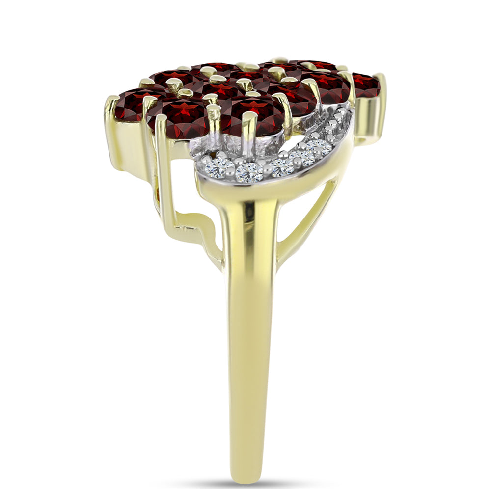 Kullattu hopeaSormus Barton Granaatilla ja Valkoisella Topaasilla 4 