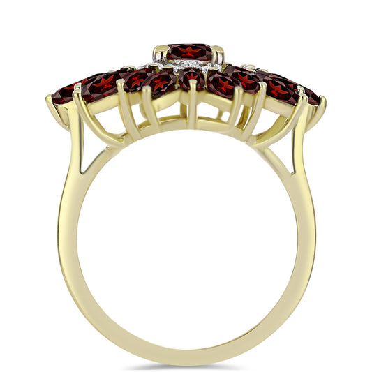 Kullattu hopeaSormus Barton Granaatilla ja Valkoisella Topaasilla