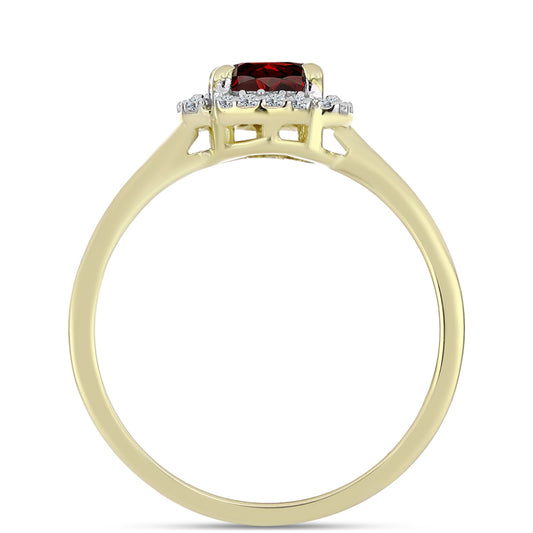 Kullattu hopeaSormus Barton Granaatilla ja Valkoisella Topaasilla