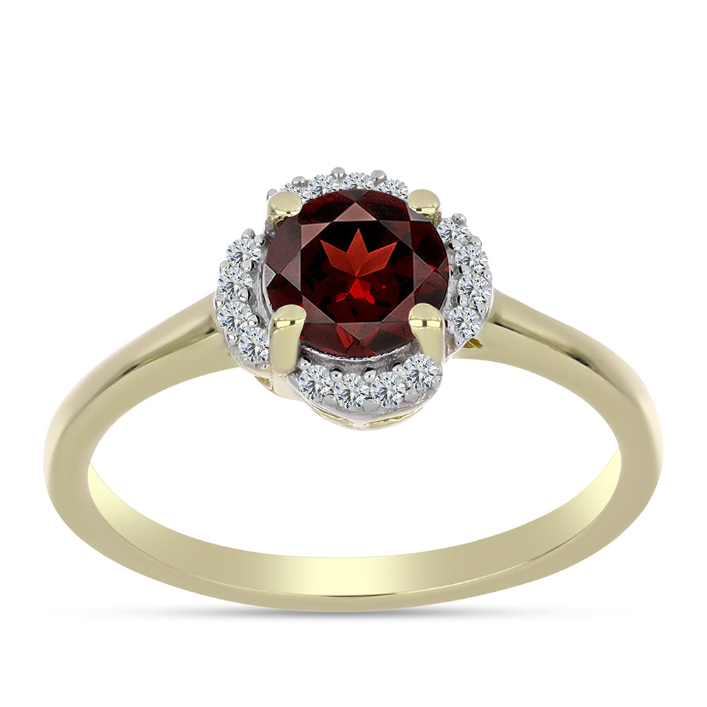 Kullattu hopeaSormus Barton Granaatilla ja Valkoisella Topaasilla 3 