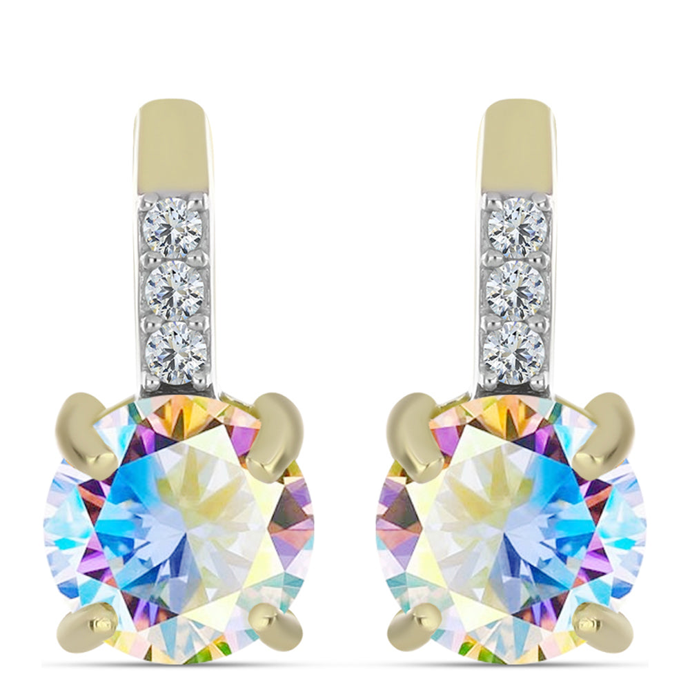 Kullatut hopeat Korvakorut Jäämoissanite ja Valkoisella Topaasilla 1 