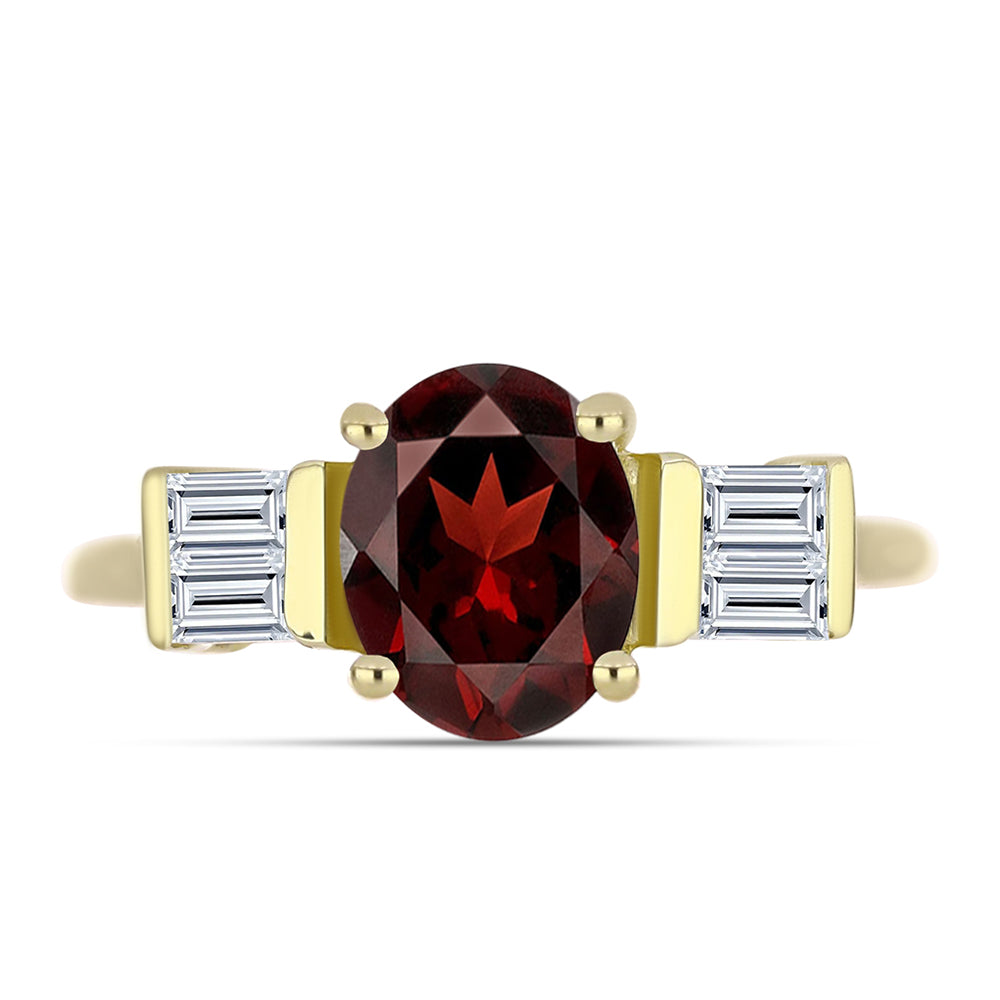 Kullattu hopeaSormus Barton Granaatilla ja Valkoisella Topaasilla 1 