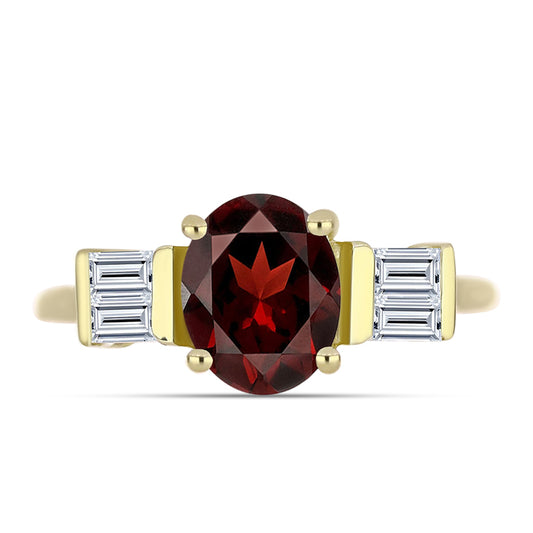 Kullattu hopeaSormus Barton Granaatilla ja Valkoisella Topaasilla