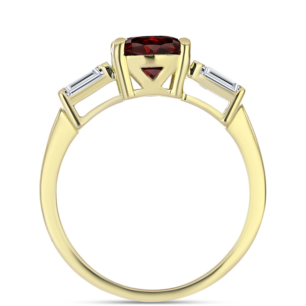 Kullattu hopeaSormus Barton Granaatilla ja Valkoisella Topaasilla 2 