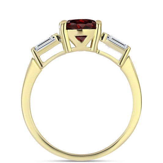 Kullattu hopeaSormus Barton Granaatilla ja Valkoisella Topaasilla