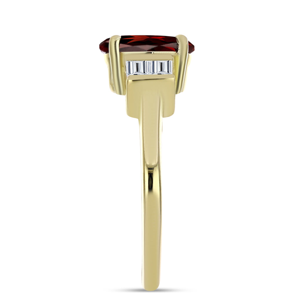 Kullattu hopeaSormus Barton Granaatilla ja Valkoisella Topaasilla