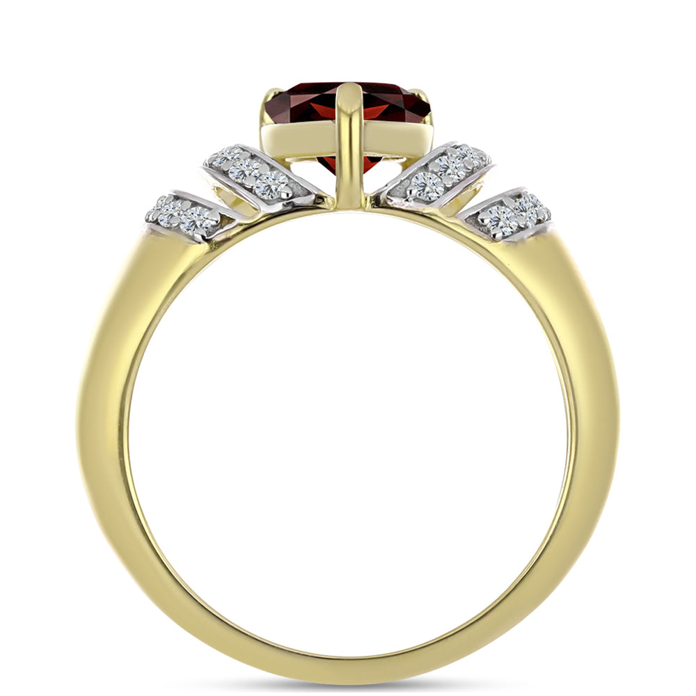 Kullattu hopeaSormus Barton Granaatilla ja Valkoisella Topaasilla