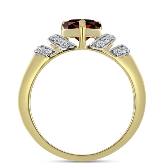 Kullattu hopeaSormus Barton Granaatilla ja Valkoisella Topaasilla