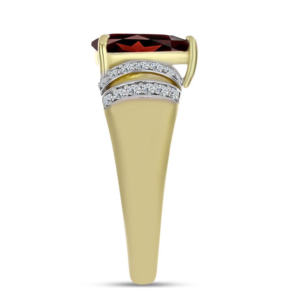 Kullattu hopeaSormus Barton Granaatilla ja Valkoisella Topaasilla