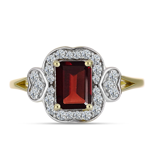 Kullattu hopeaSormus Barton Granaatilla ja Valkoisella Topaasilla