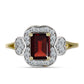 Kullattu hopeaSormus Barton Granaatilla ja Valkoisella Topaasilla
