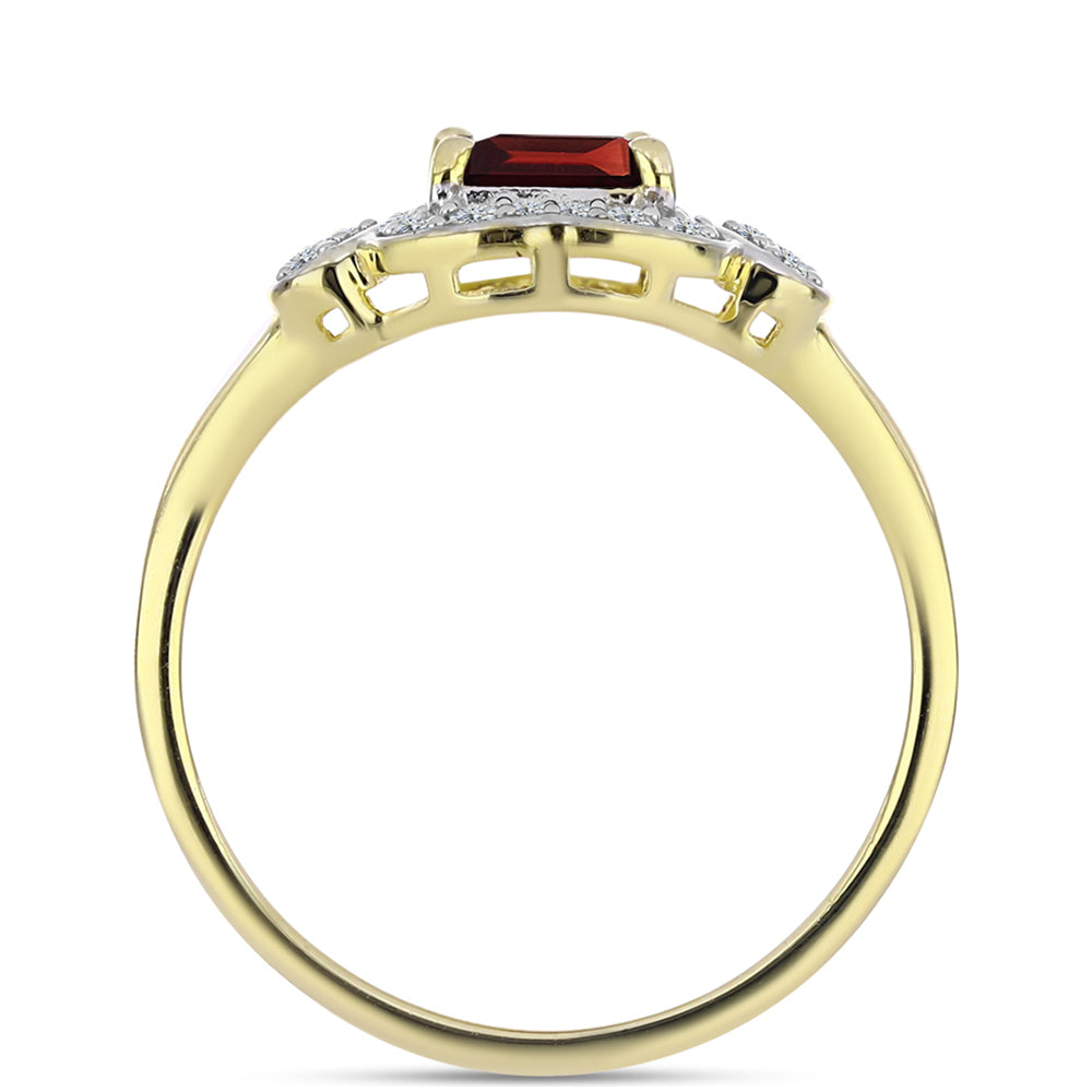 Kullattu hopeaSormus Barton Granaatilla ja Valkoisella Topaasilla 2 