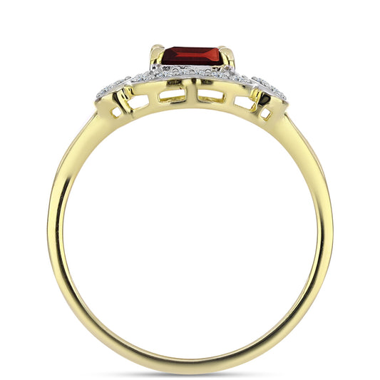 Kullattu hopeaSormus Barton Granaatilla ja Valkoisella Topaasilla