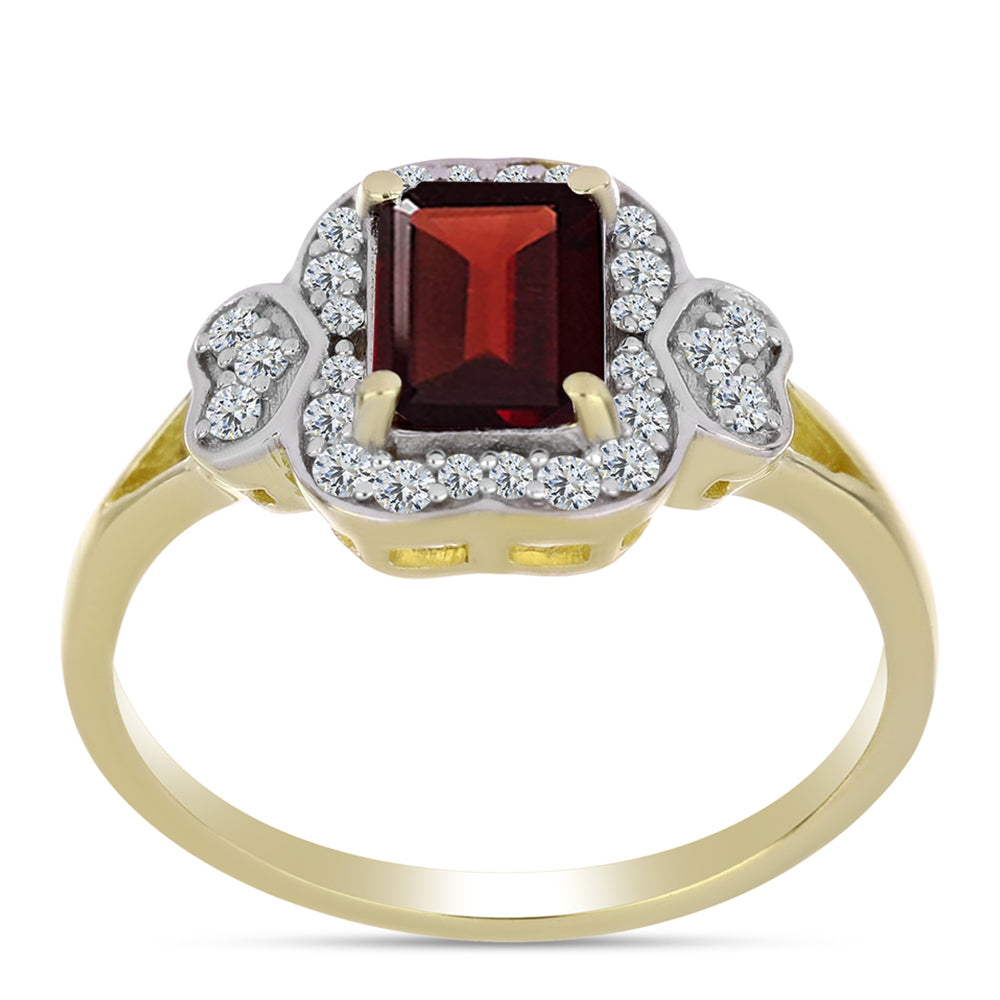 Kullattu hopeaSormus Barton Granaatilla ja Valkoisella Topaasilla