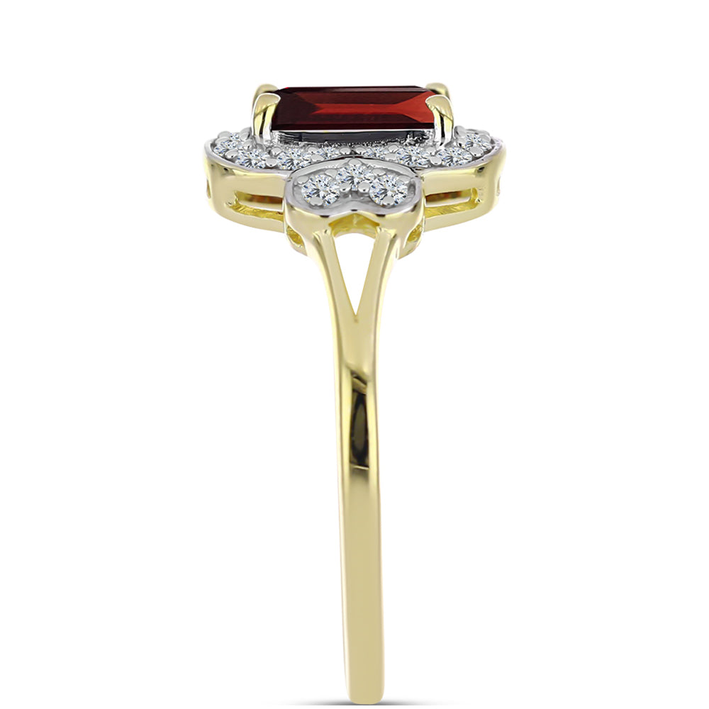 Kullattu hopeaSormus Barton Granaatilla ja Valkoisella Topaasilla 4 