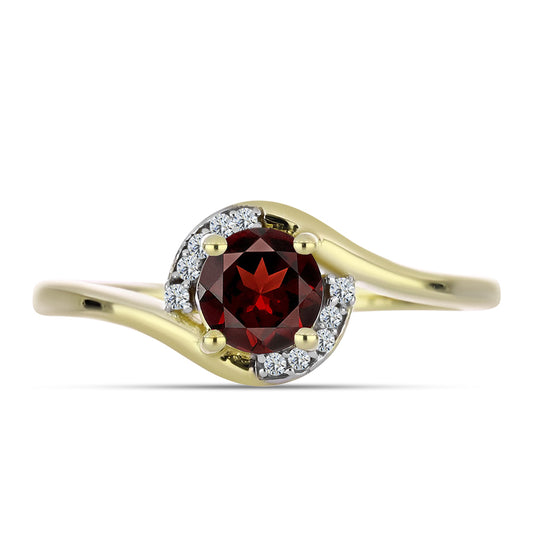 Kullattu hopeaSormus Barton Granaatilla ja Valkoisella Topaasilla