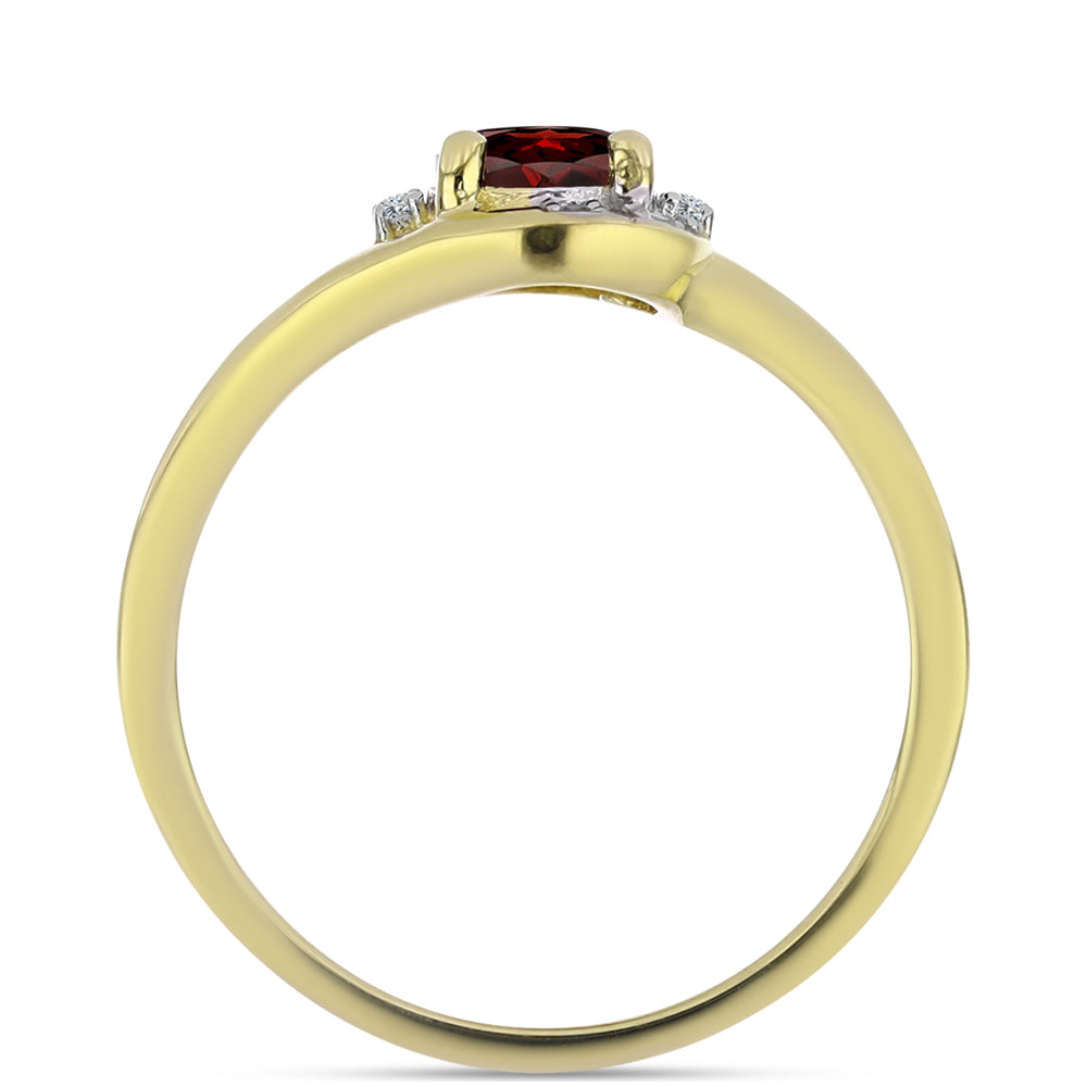 Kullattu hopeaSormus Barton Granaatilla ja Valkoisella Topaasilla