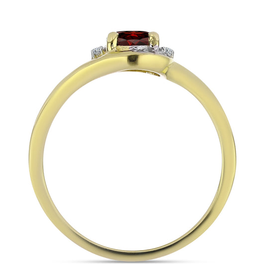 Kullattu hopeaSormus Barton Granaatilla ja Valkoisella Topaasilla