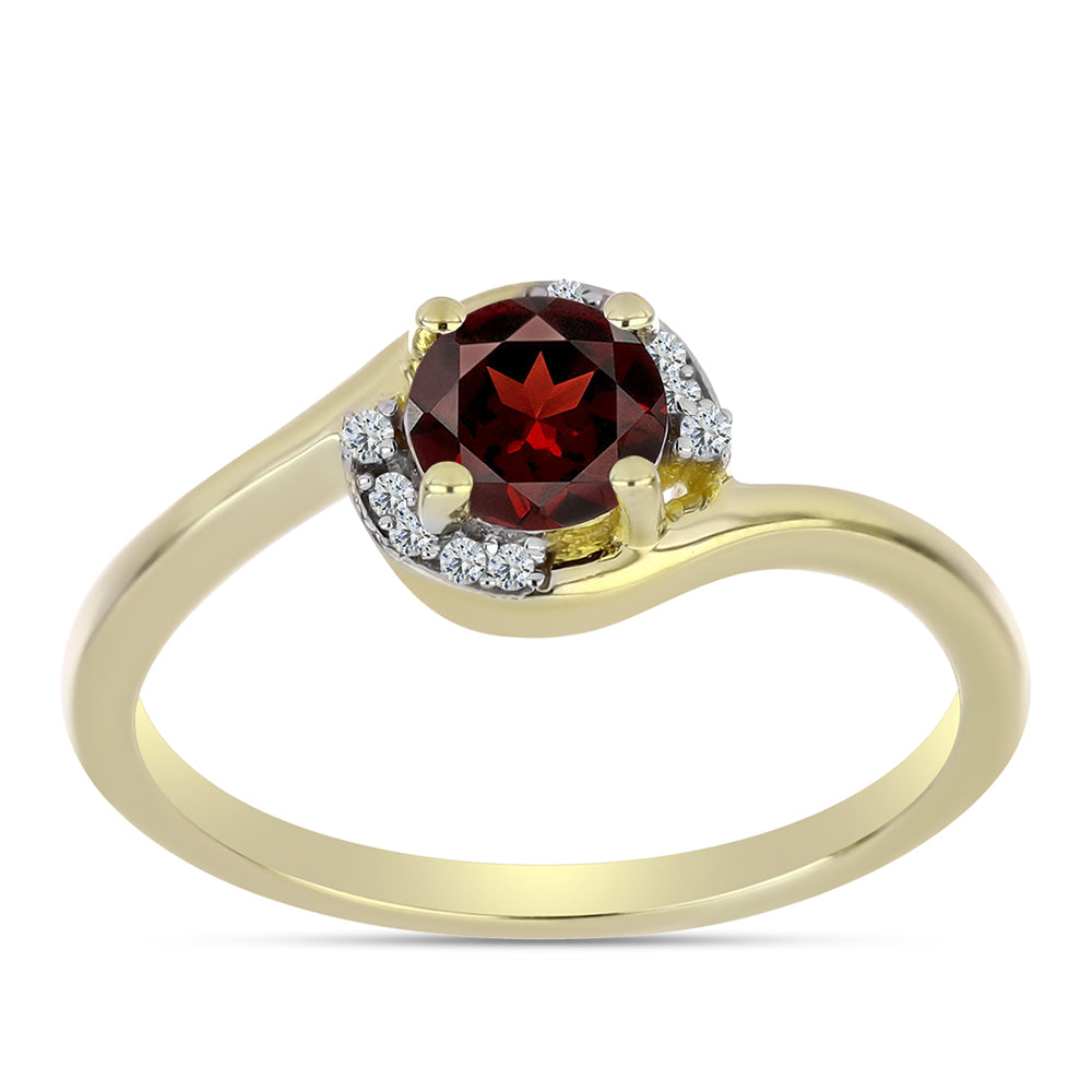 Kullattu hopeaSormus Barton Granaatilla ja Valkoisella Topaasilla 3 