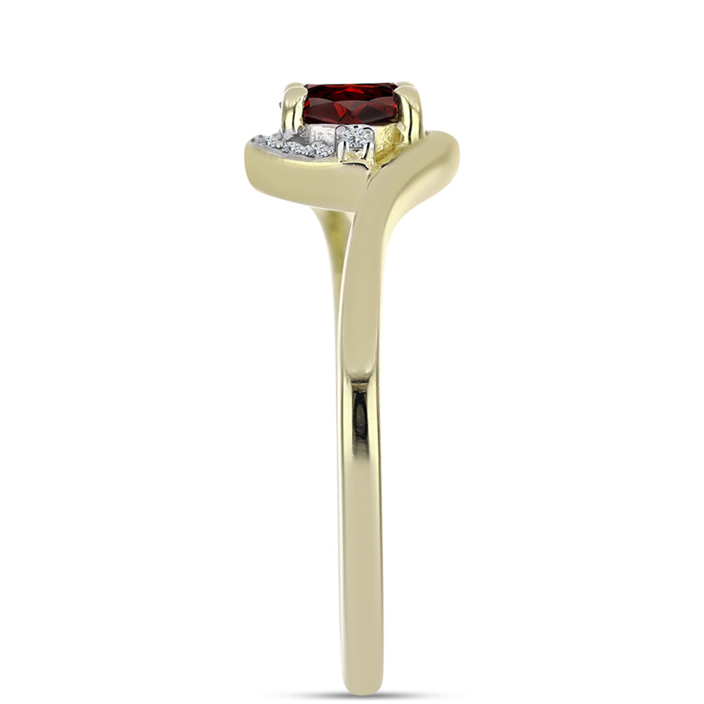 Kullattu hopeaSormus Barton Granaatilla ja Valkoisella Topaasilla 4 