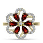 Kullattu hopeaSormus Barton Granaatilla ja Valkoisella Topaasilla