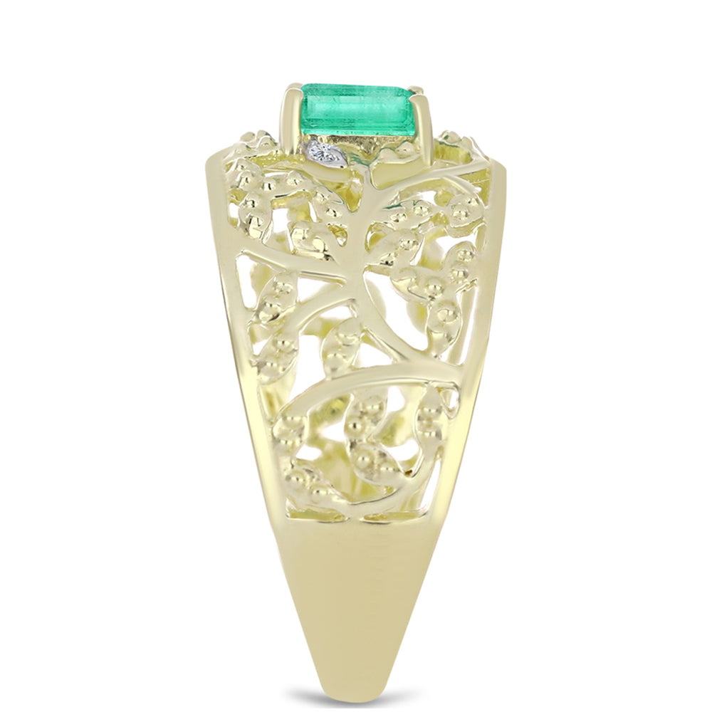 Kullattu hopeaSormus Kolumbian Smaragdilla ja Valkoisella Timantilla 4 