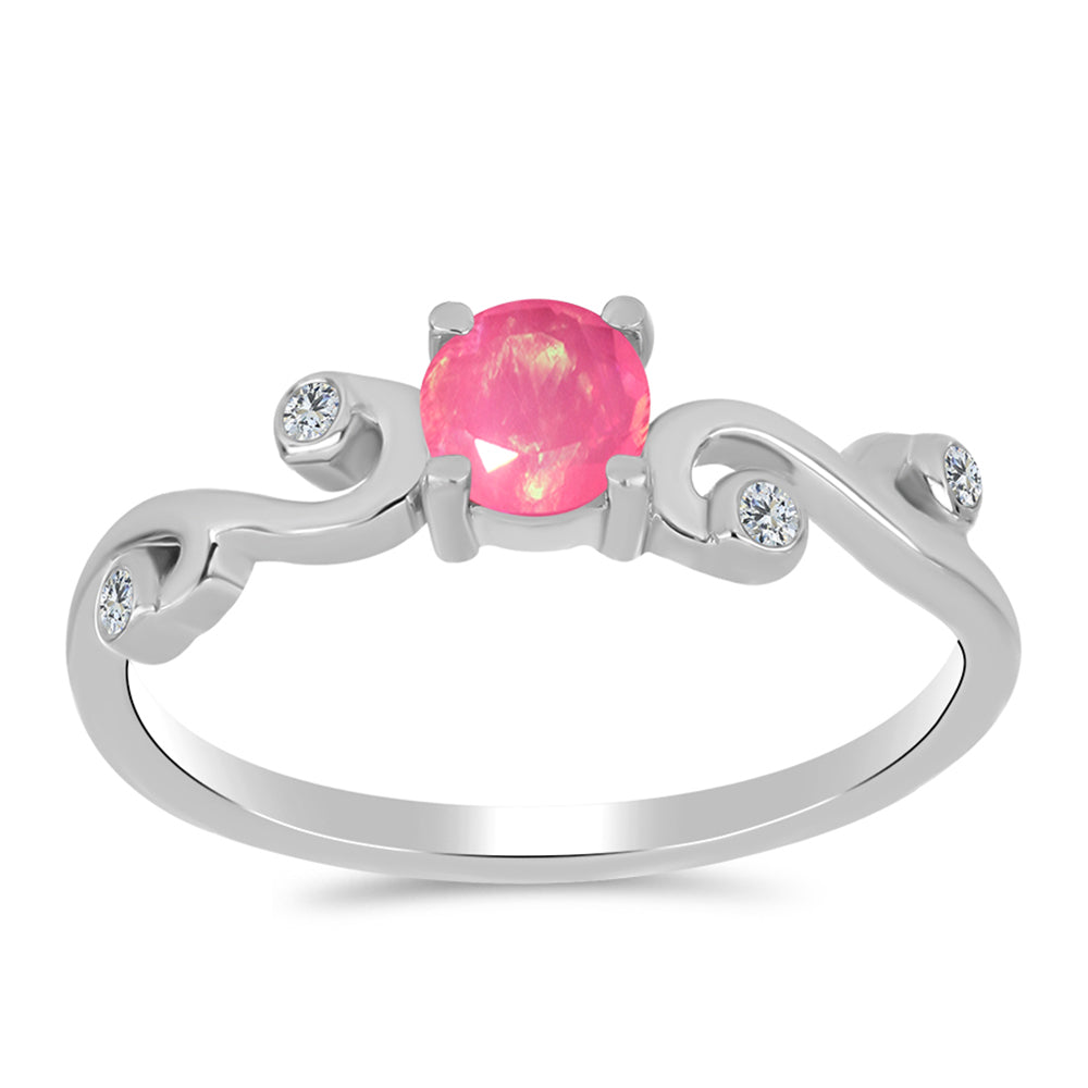 HopeaSormus Lega Dembin Vaaleanpunaisella Opaalilla ja Valkoisella Topaasilla