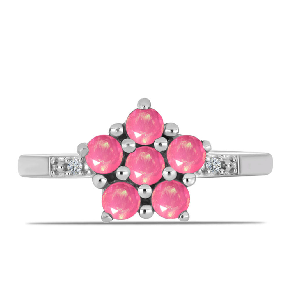 HopeaSormus Lega Dembin Vaaleanpunaisella Opaalilla ja Valkoisella Topaasilla