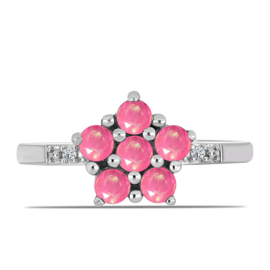 HopeaSormus Lega Dembin Vaaleanpunaisella Opaalilla ja Valkoisella Topaasilla