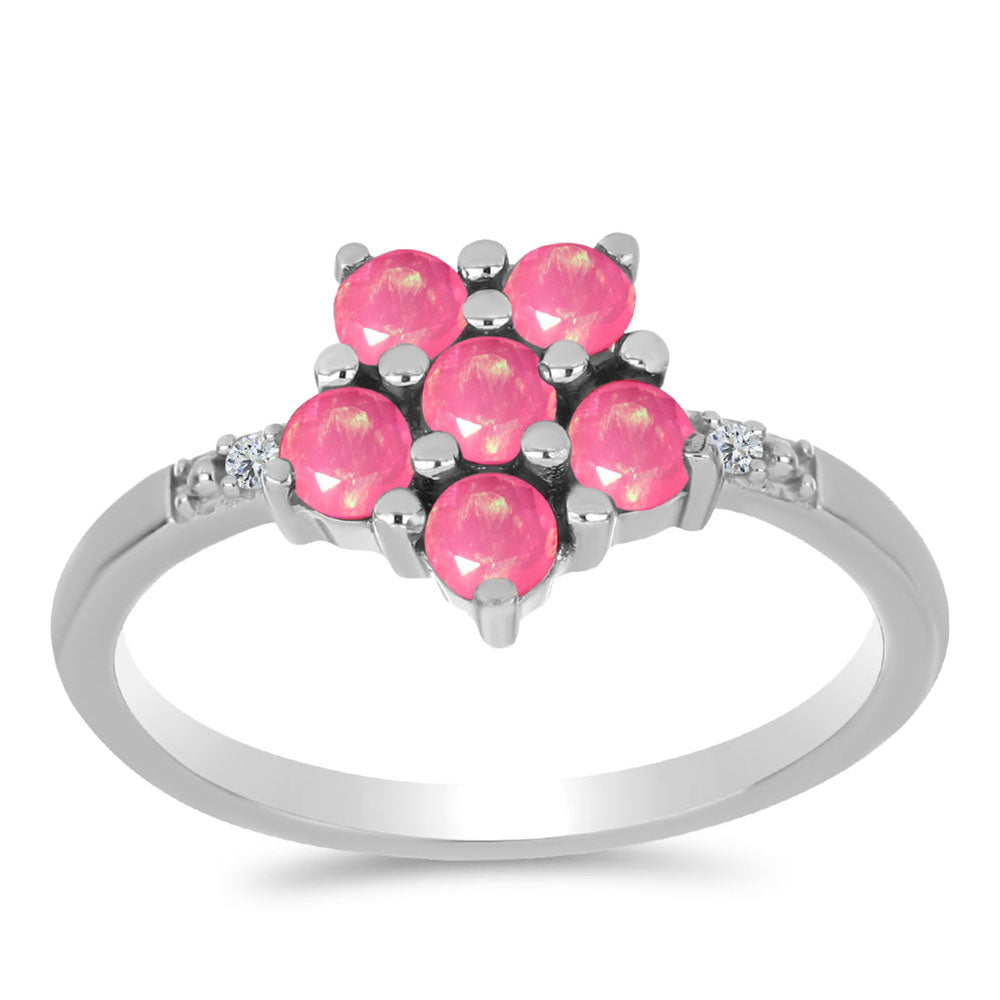 HopeaSormus Lega Dembin Vaaleanpunaisella Opaalilla ja Valkoisella Topaasilla