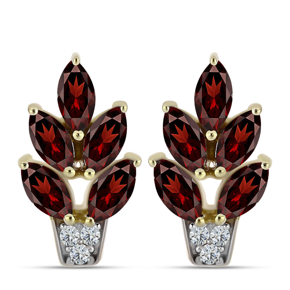 Kullatut hopeat Korvakorut Barton Granaatilla ja Valkoisella Topaasilla