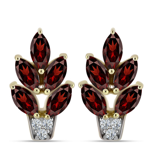 Kullatut hopeat Korvakorut Barton Granaatilla ja Valkoisella Topaasilla