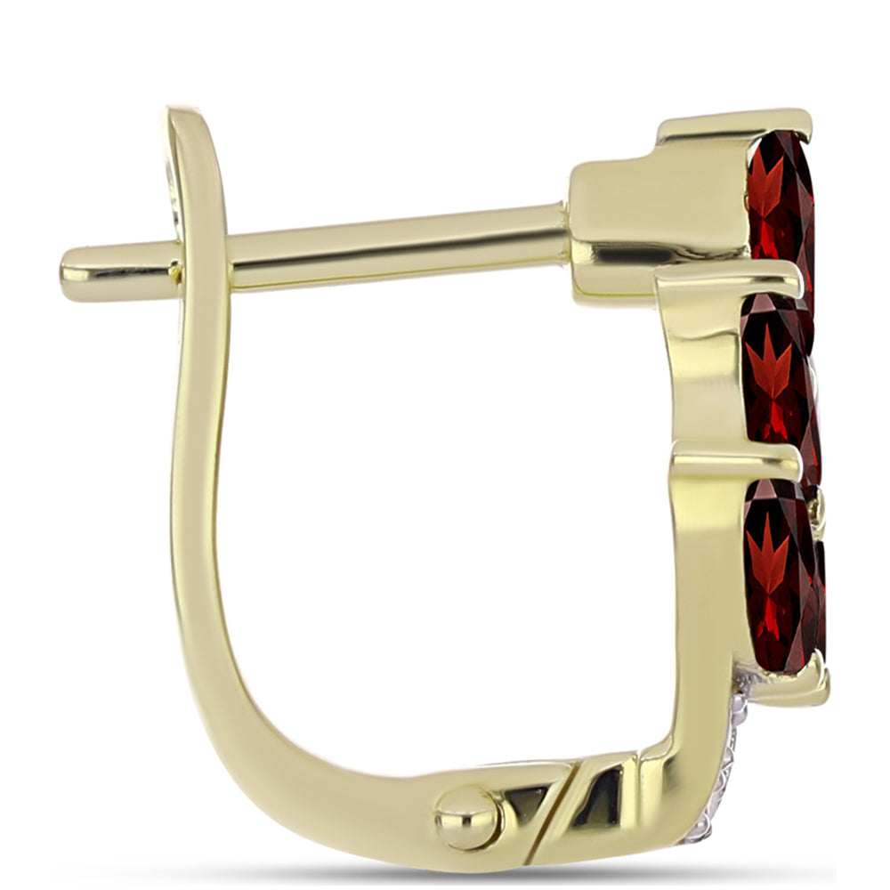 Kullatut hopeat Korvakorut Barton Granaatilla ja Valkoisella Topaasilla 2 