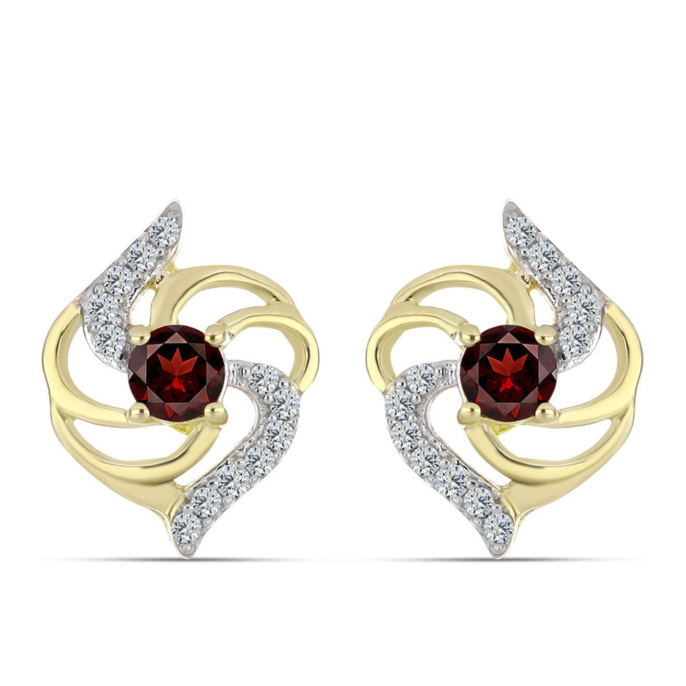 Kullatut hopeat Korvakorut Barton Granaatilla ja Valkoisella Topaasilla