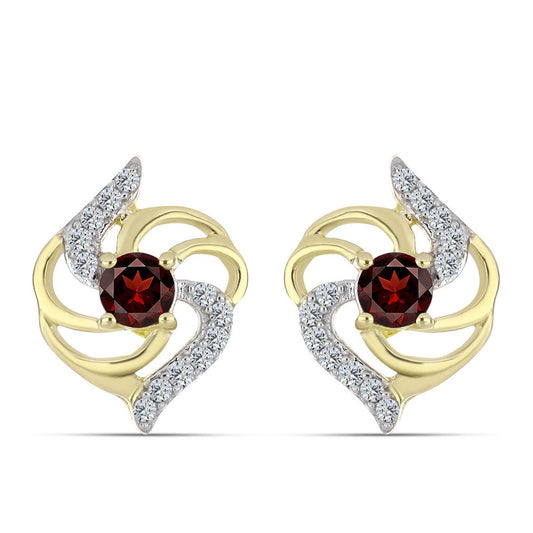 Kullatut hopeat Korvakorut Barton Granaatilla ja Valkoisella Topaasilla